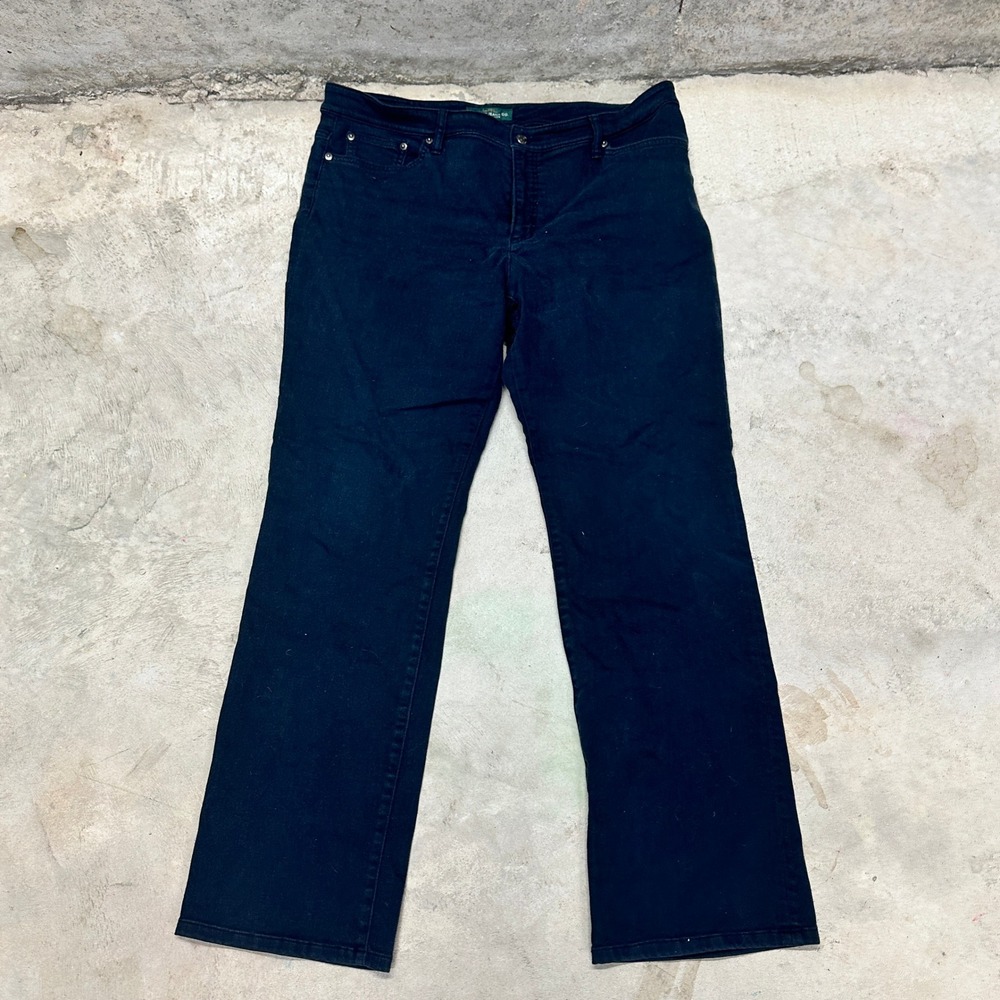 LRL Lauren Ralph Lauren Modern Straight Curvy Jeans Size 16 Black Dark Wash